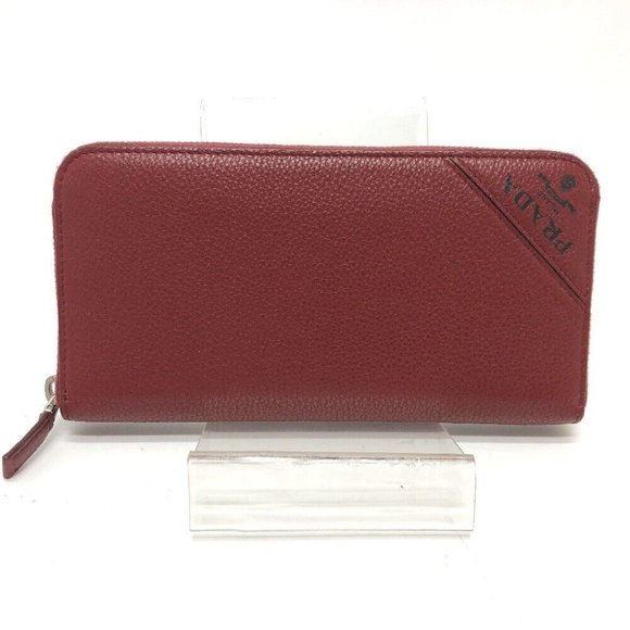 PRADA Logo gradient Zip Around Wallet Long Wallet RedBased/SilverHardware - Picture 1 of 12